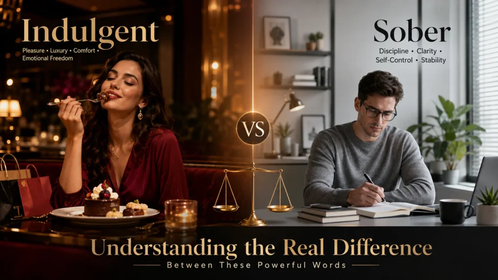 Split-screen featured image comparing indulgent and sober lifestyles with luxurious warm-toned comfort on one side and calm minimalist discipline on the other.