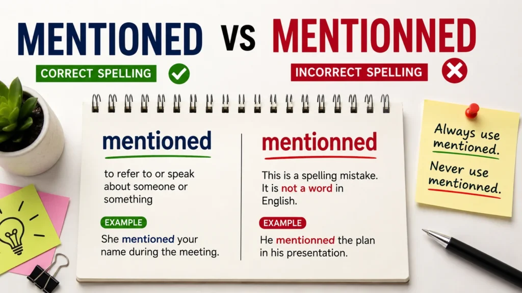 Mentioned vs Mentionned Quick answer