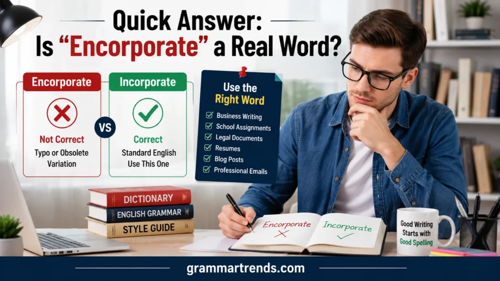 Quick Answer: Is “Encorporate” a Real Word