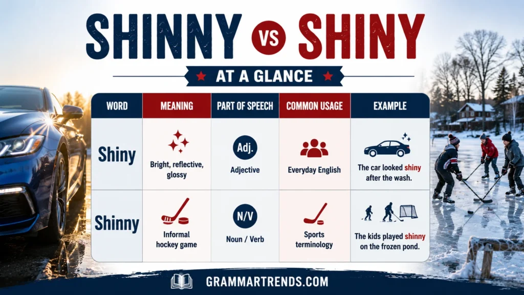 Shinny vs Shiny at a Glance