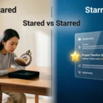 Split-screen illustration showing a person staring intently on the left and a starred digital or cinematic highlight scene on the right.
