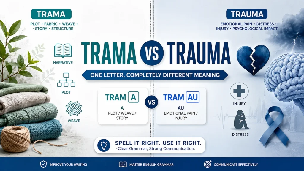 Trama vs Trauma: One small spelling difference that changes meaning, context, and clarity in writing.