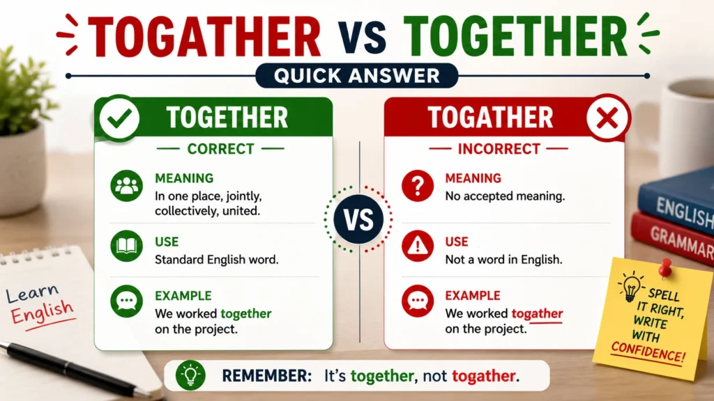 Quick Answer: Is It Togather or Together