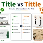 Feature image comparing Title vs Tittle, showing Title as the correct word for headings and names, and Tittle as the tiny dot above the letters i and j in English typography.