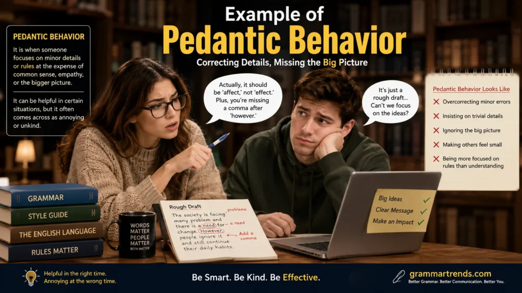 Example of pedantic behavior
