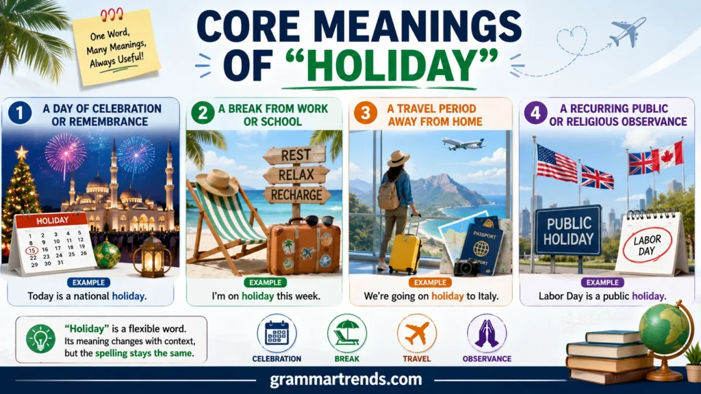 Core meanings of “holiday”