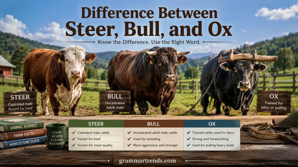 Difference Between Steer, Bull, and Ox