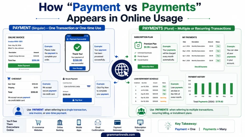 How “Payment vs Payments” Appears in Online Usage 
