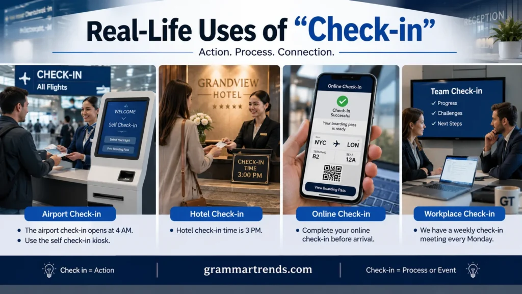 Real-life uses of “check-in”