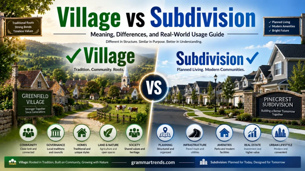 Village in geography, governance, and society