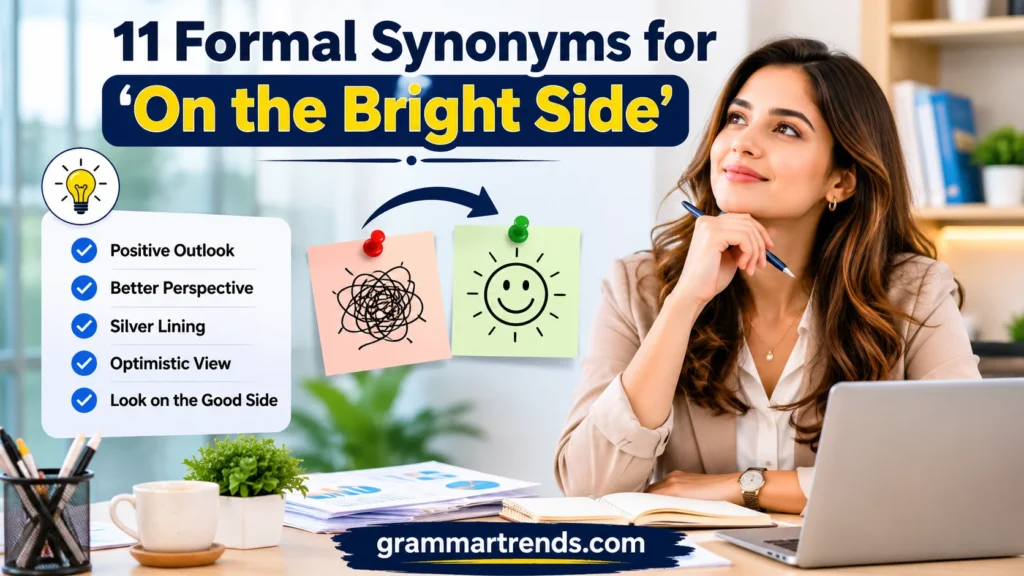 Formal Synonyms for “On the Bright Side”