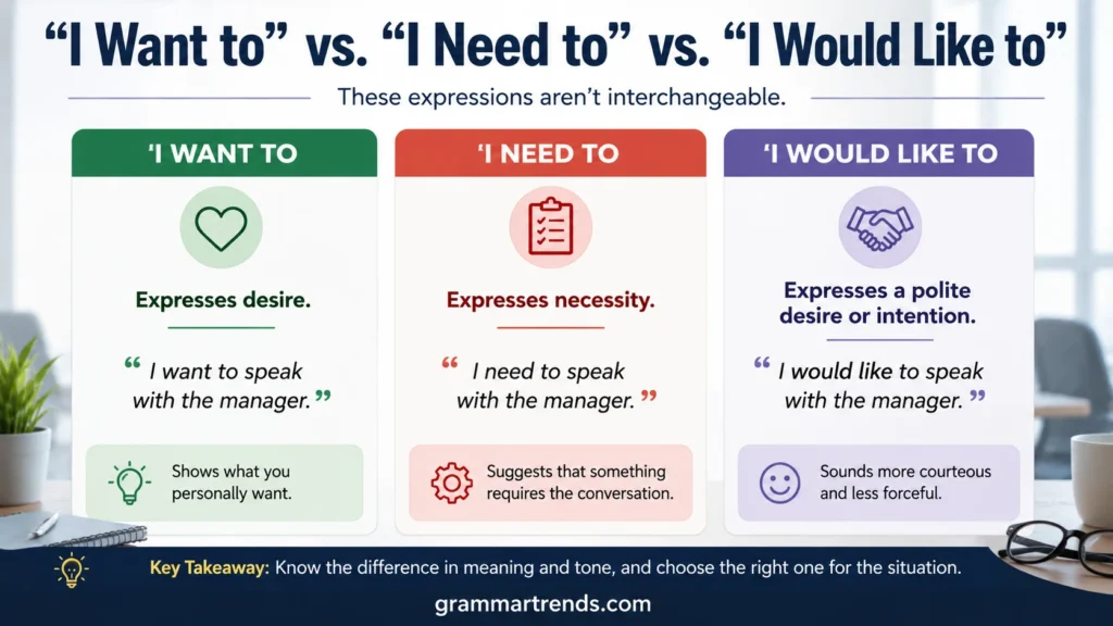 “I Want to” vs. “I Need to” vs. “I Would Like to”