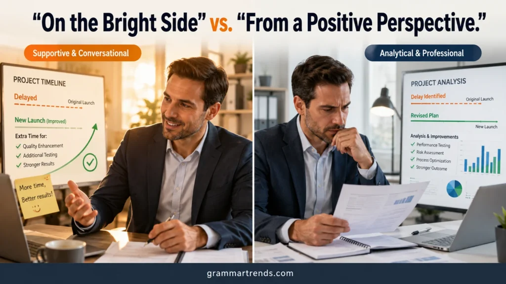 “On the Bright Side” vs. “From a Positive Perspective”