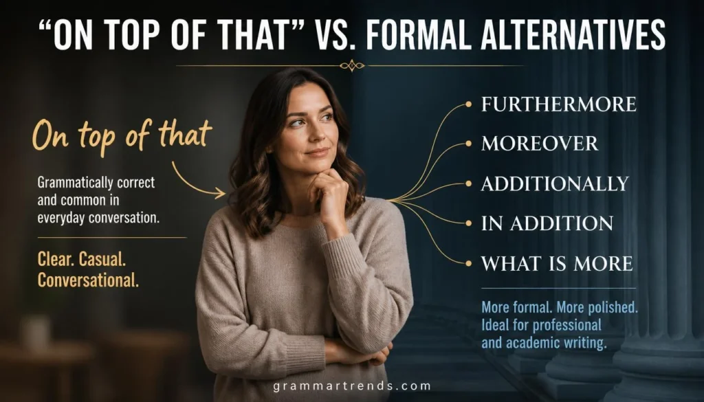 “On Top of That” vs. Formal Alternatives