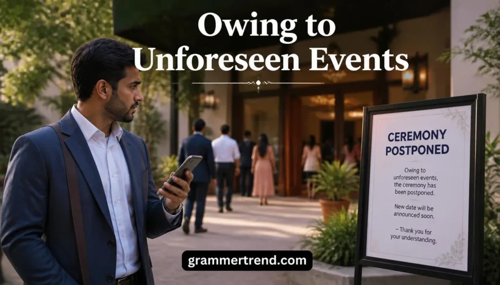 Owing to Unforeseen Events