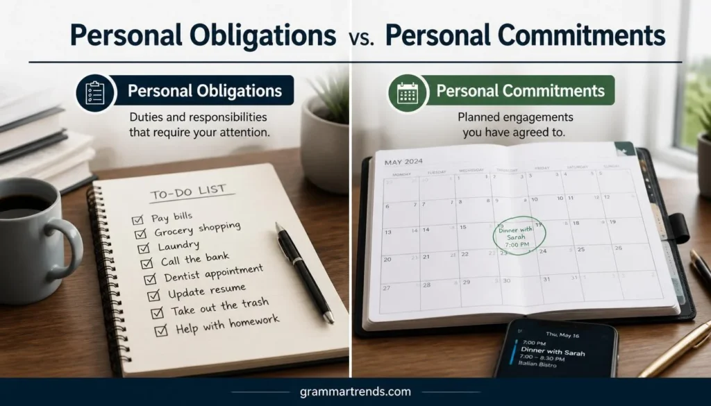 Personal obligations vs. personal commitments