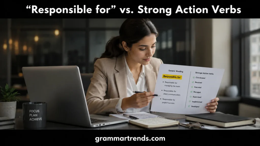 “Responsible for” vs. Strong Action Verb: Side-by-Side Examples