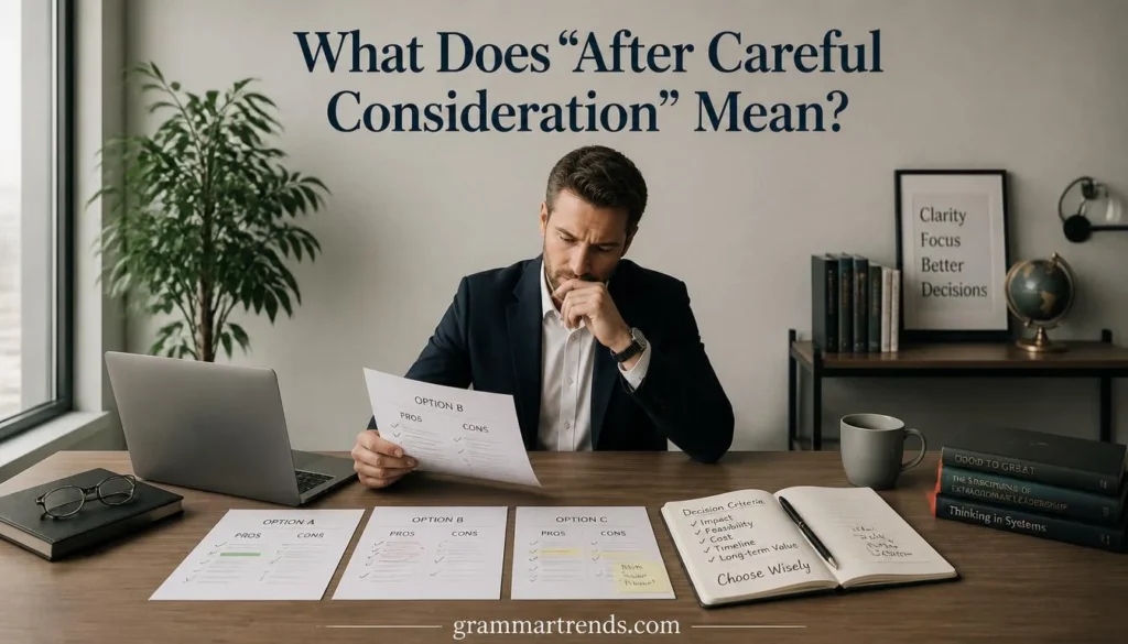 What Does “After Careful Consideration” Mean